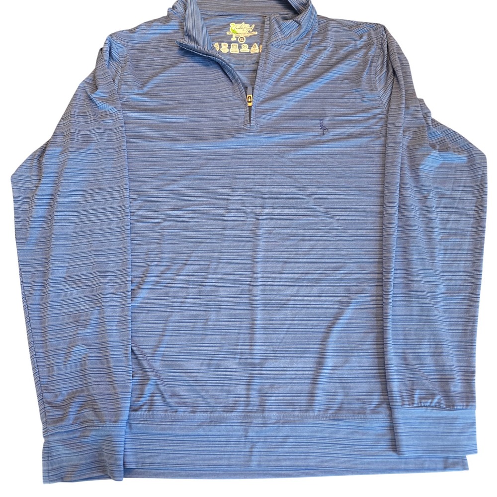 TailorByrd Mens XL Blue Striped QuarterZip Pullover Performance Golf Shirt SPF30